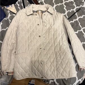 Genuine BURBERRY Beige Quilted Jacket Nova Check Lining